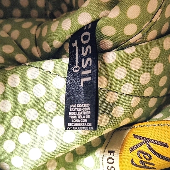 Fossil Key-Per Foldover Convertible Bag Coated Canvas Leather Colorful Dot Print - Picture 13 of 16